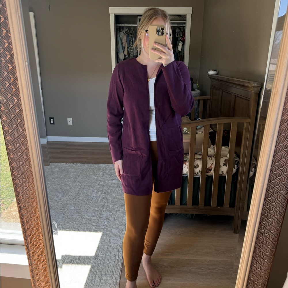 Purple Open Front Cardigan